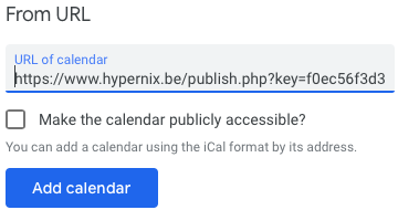 Add URL calendar