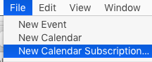 MacOS New calendar subscription