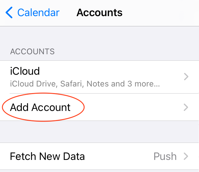 iOS Add Account