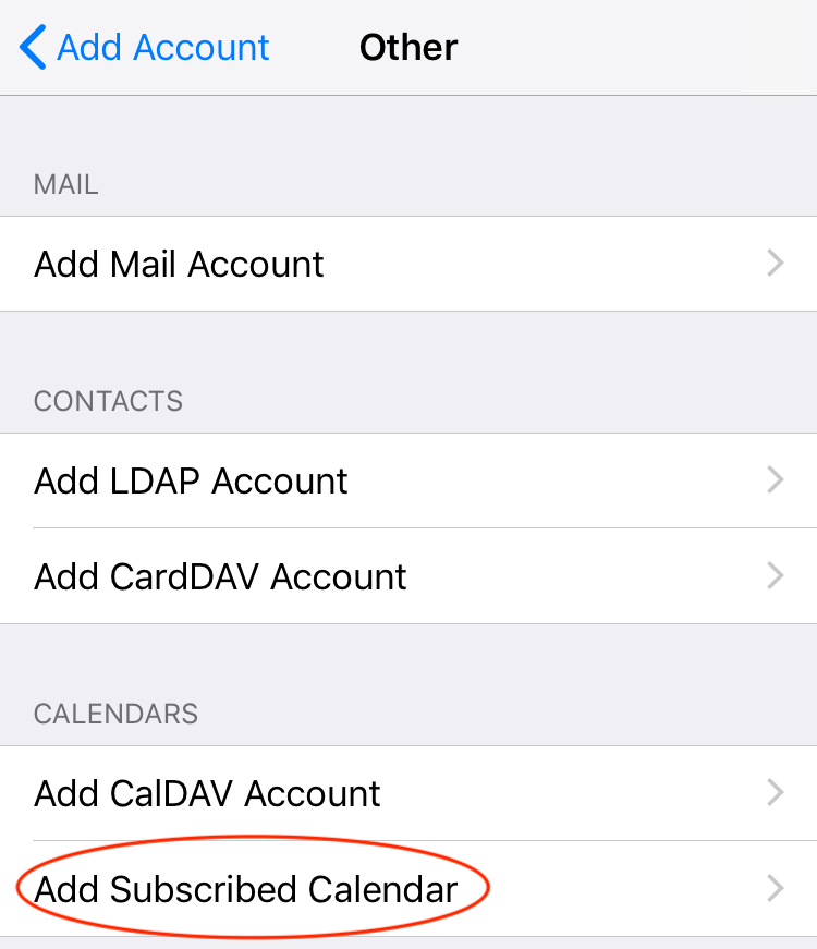 iOS Add Subscribed calendar