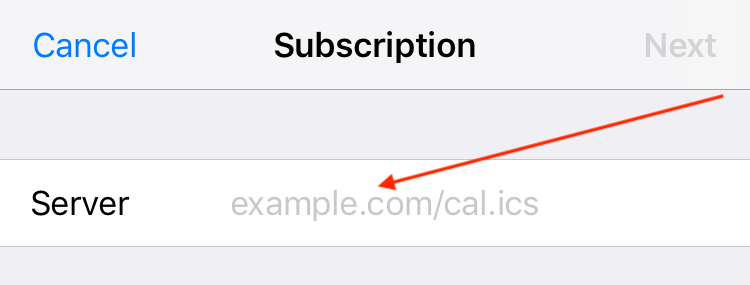 iOS iCal feed subscription